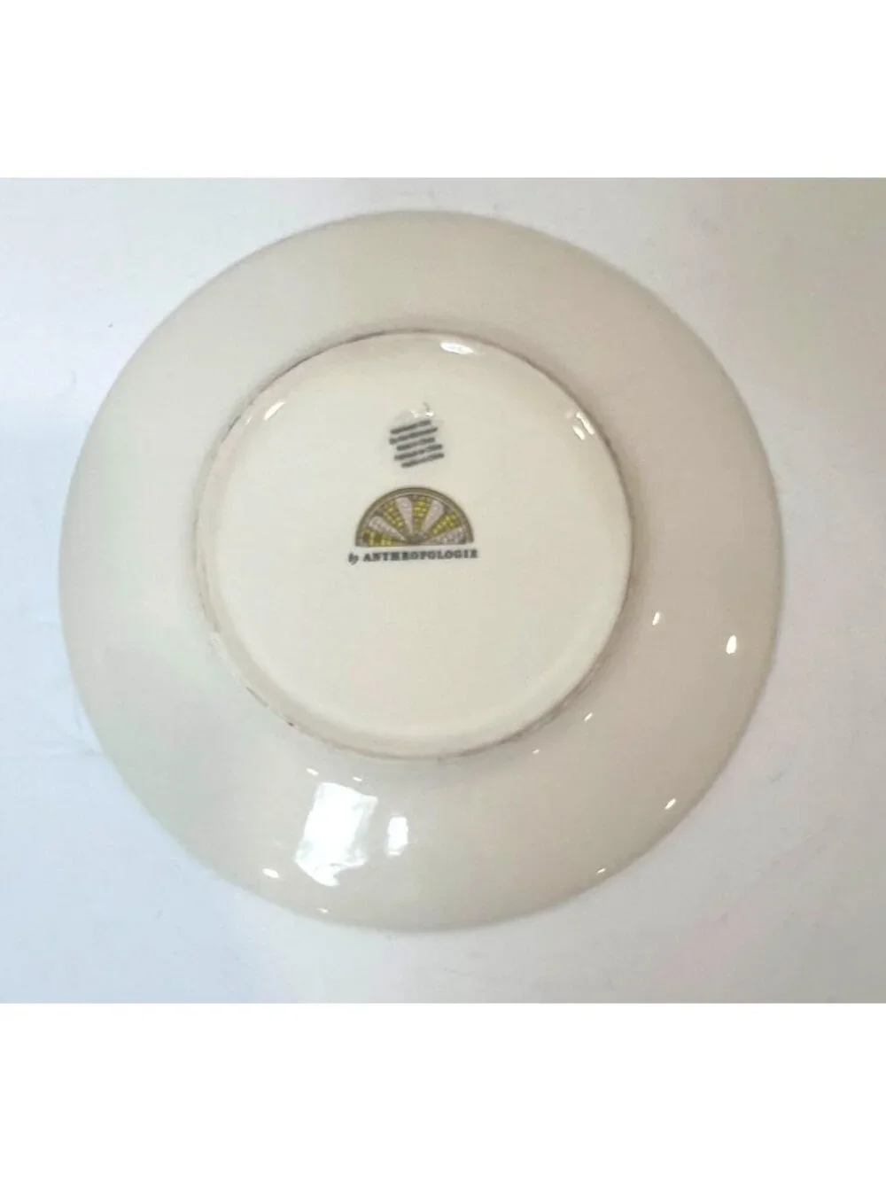 Anthroplogie Bistro Tile Stoneware 24k Gold Accent Italia Dessert Plate Lemon